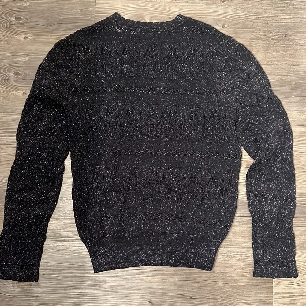 NWT Current Air Los Angeles Black Metallic Pointe Knit Sweater Size Large - Picture 4 of 6
